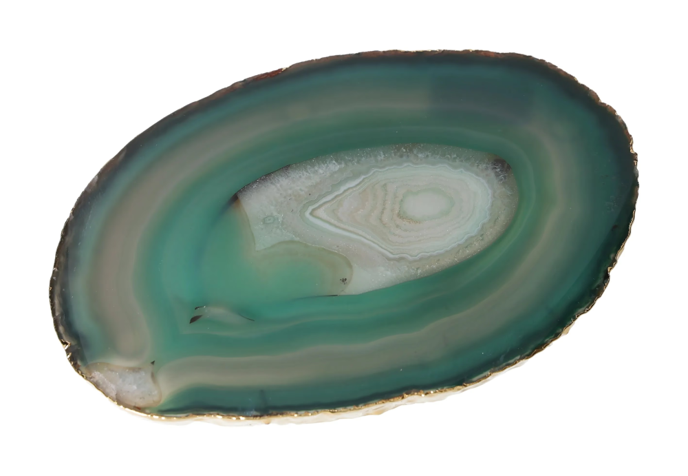 Agate Slice Polished Green With Gold Trim 625890