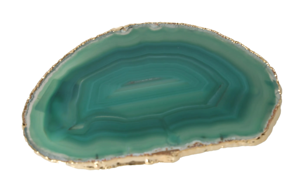 Agate Slice Polished Green With Gold Trim 625906