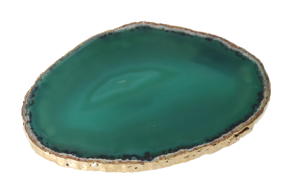 Agate Slice Polished Green With Gold Trim 625920