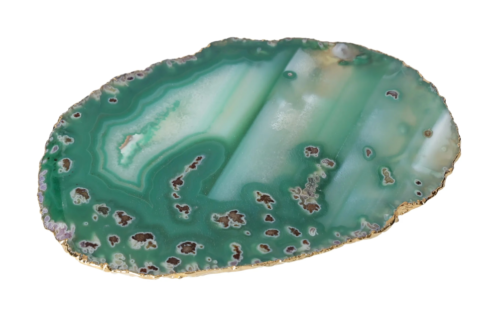 Agate Slice Polished Green With Gold Trim 625937