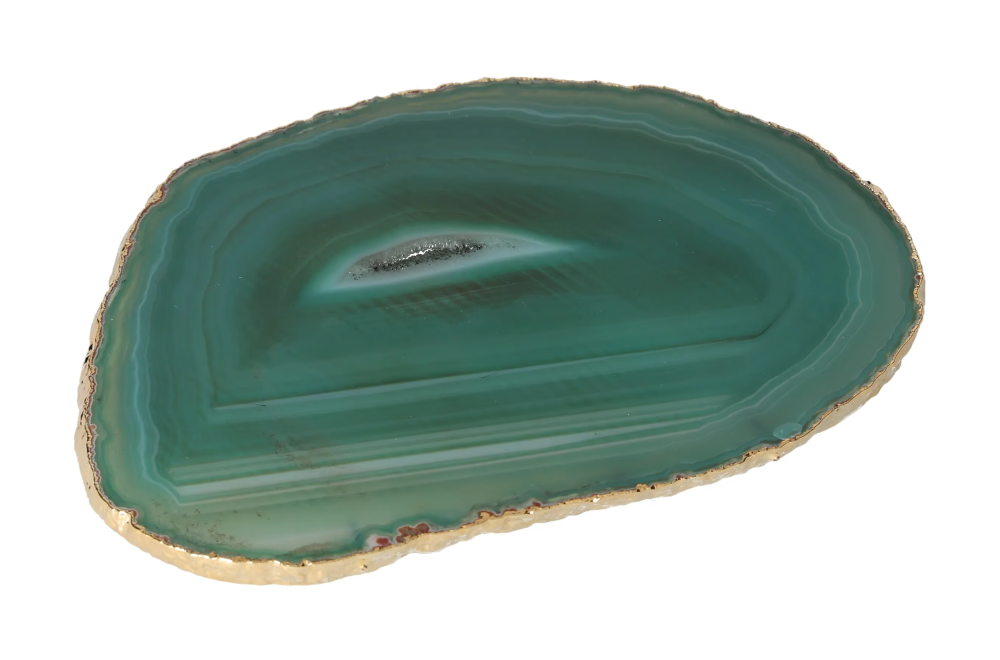 Agate Slice Polished Green With Gold Trim 625951
