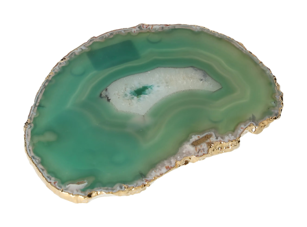 Agate Slice Polished Green With Gold Trim 625982