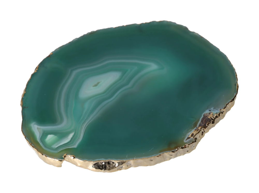 Agate Slice Polished Green With Gold Trim 626019