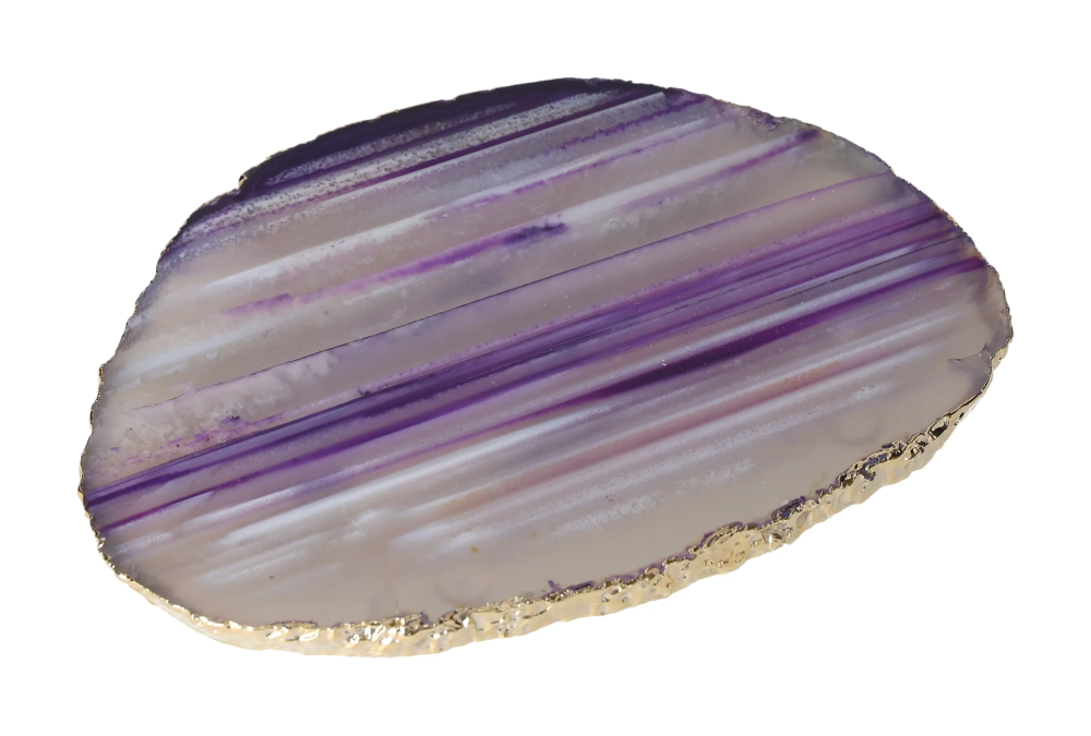 Agate Slice Polished Purple With Gold Trim 626033