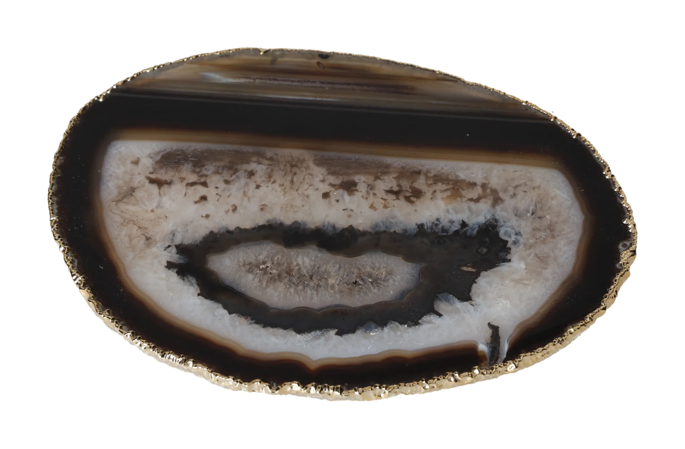 Agate Slice Polished Black With Gold Trim 626347