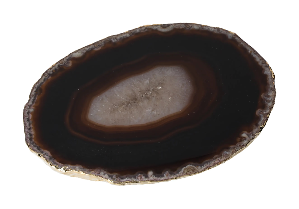Agate Slice Polished Black With Gold Trim 626354