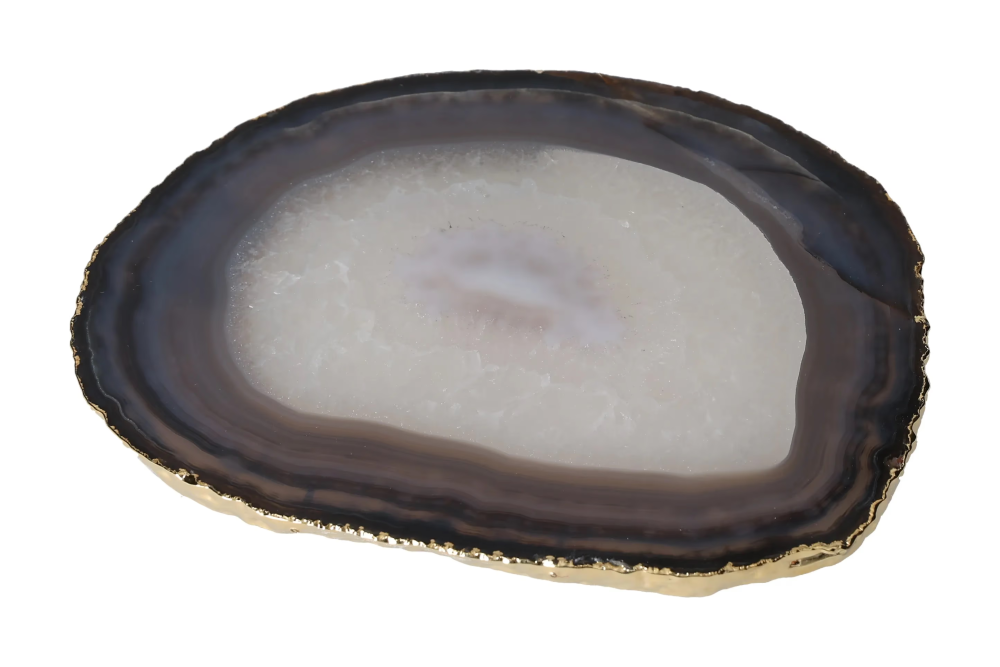 Agate Slice Polished Black With Gold Trim 626408