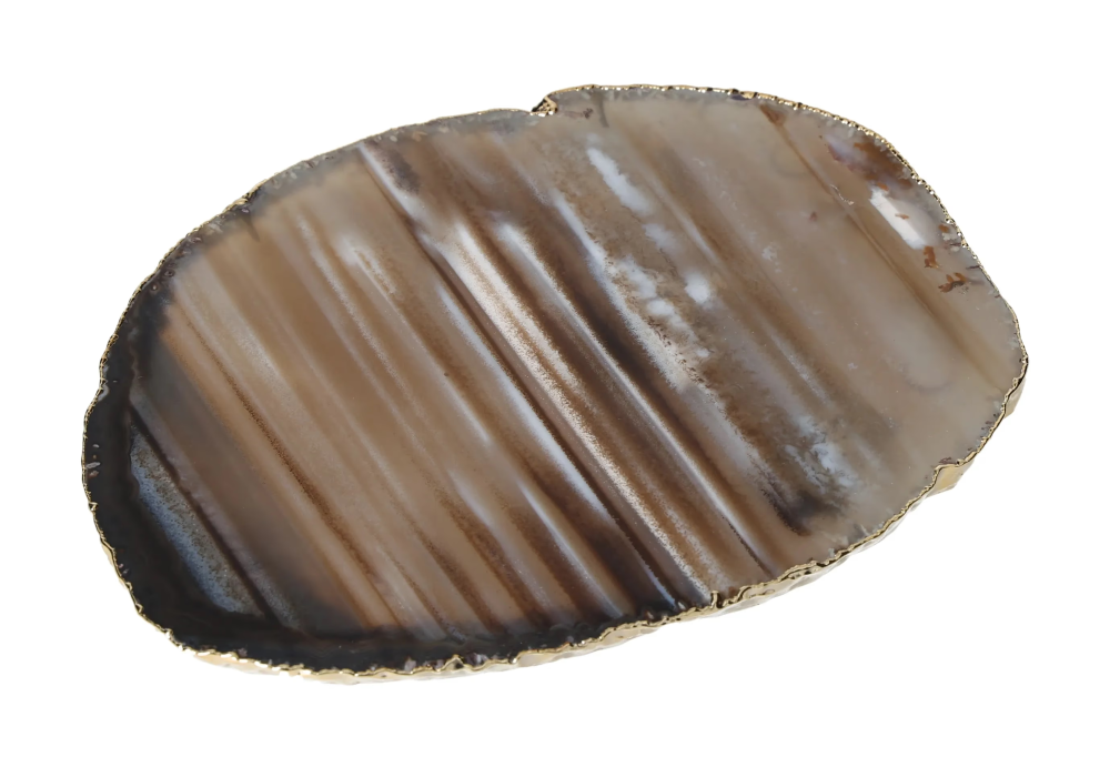Agate Slice Polished Black With Gold Trim 626439