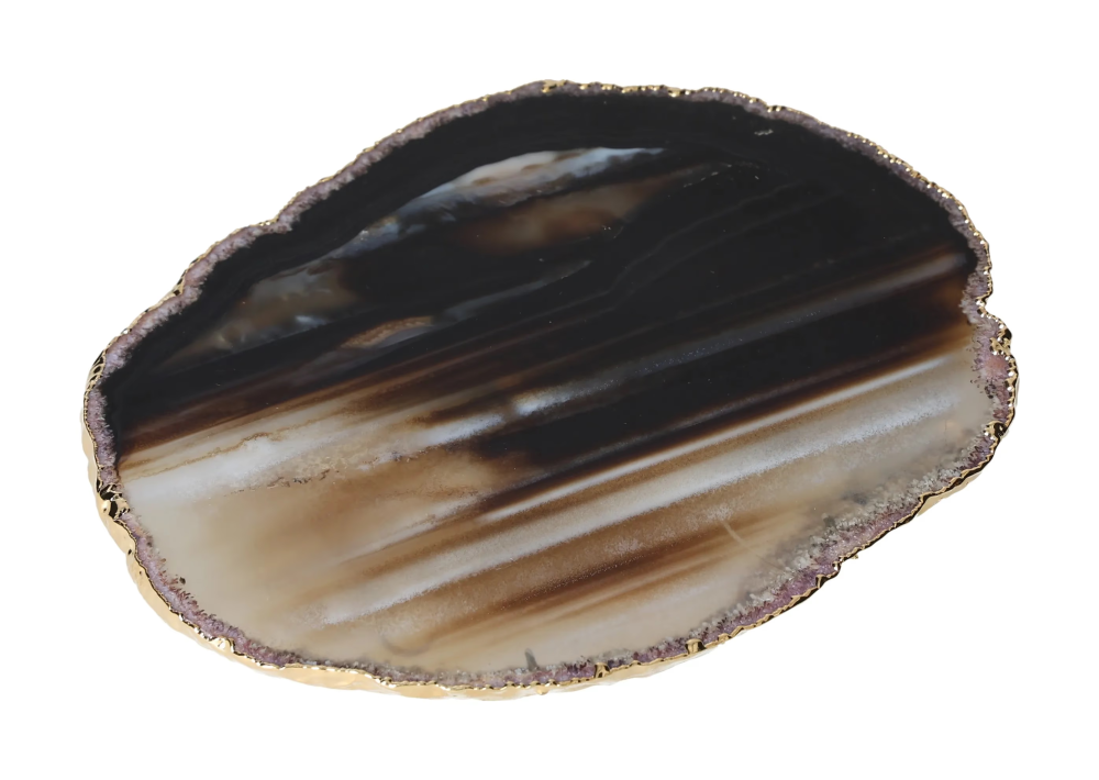 Agate Slice Polished Black With Gold Trim 626446