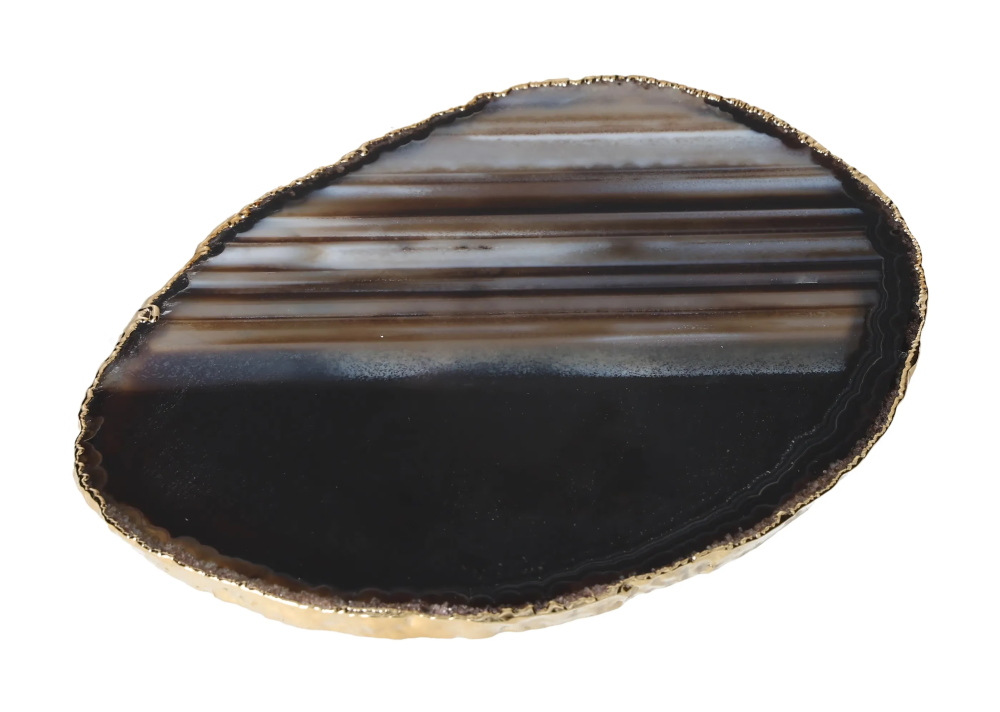 Agate Slice Polished Black With Gold Trim 626460