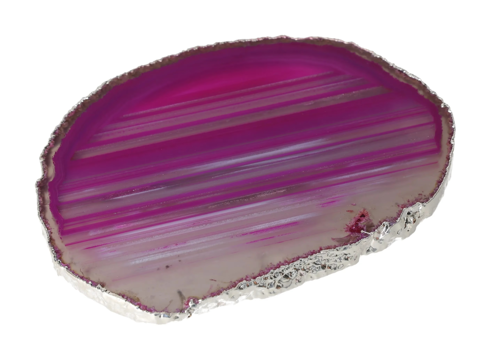 Agate Slice Polished Pink With Silver Trim 626828