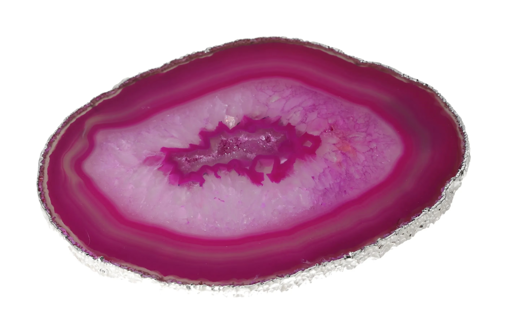 Agate Slice Polished Pink With Silver Trim 626859