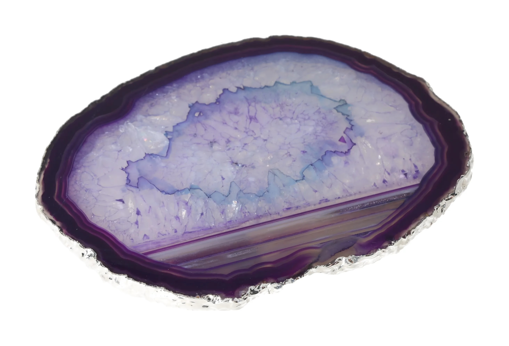 Agate Slice Polished Purple With Silver Trim 627863