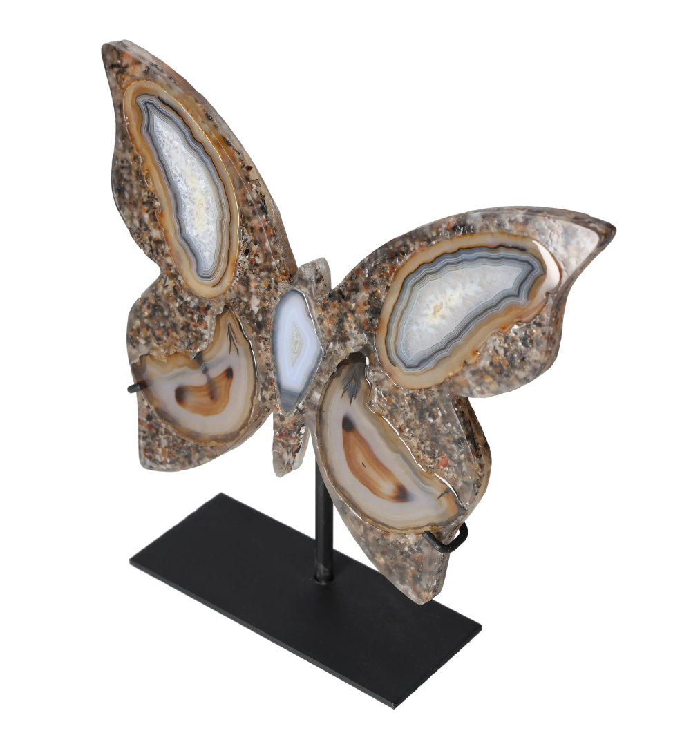Agate Butterfly With Metal Base 628587
