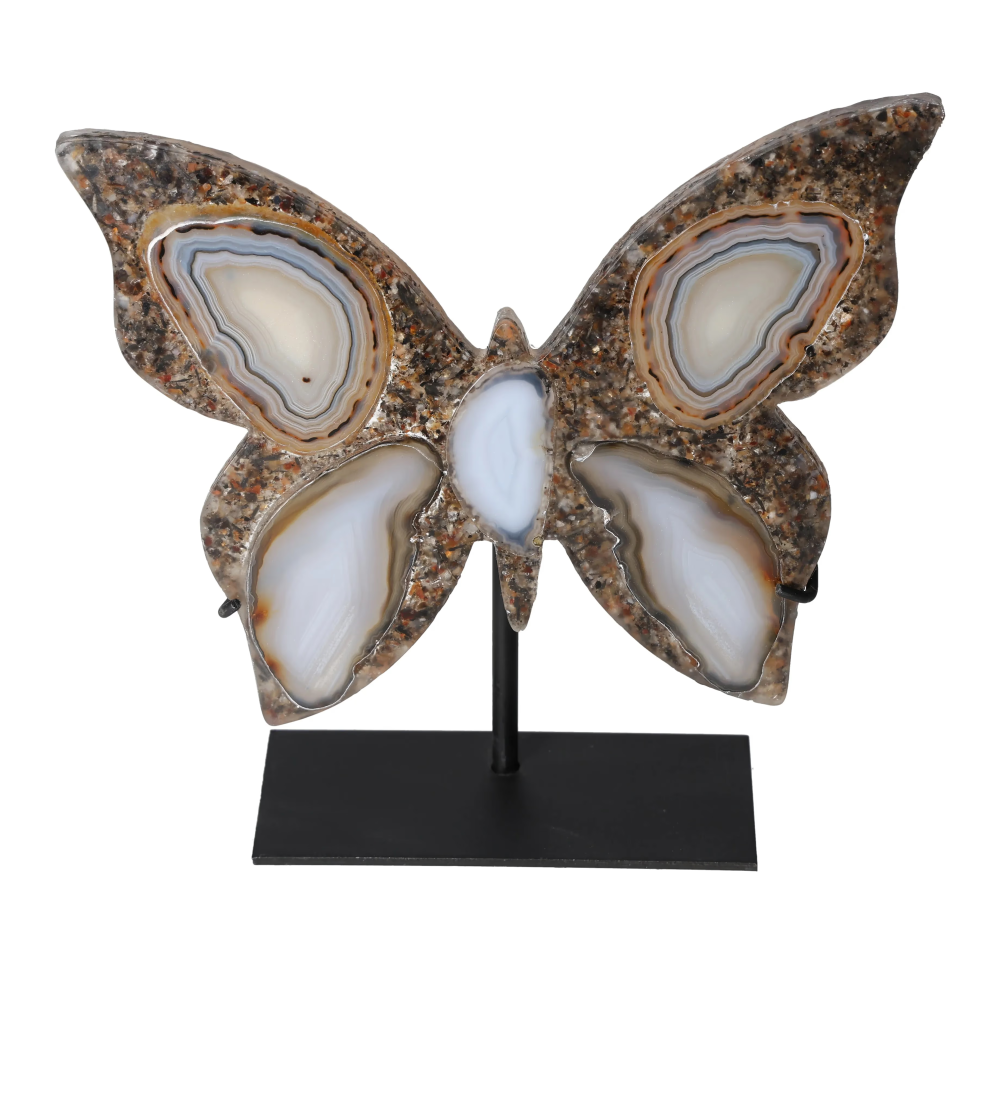 Agate Butterfly With Metal Base 628631