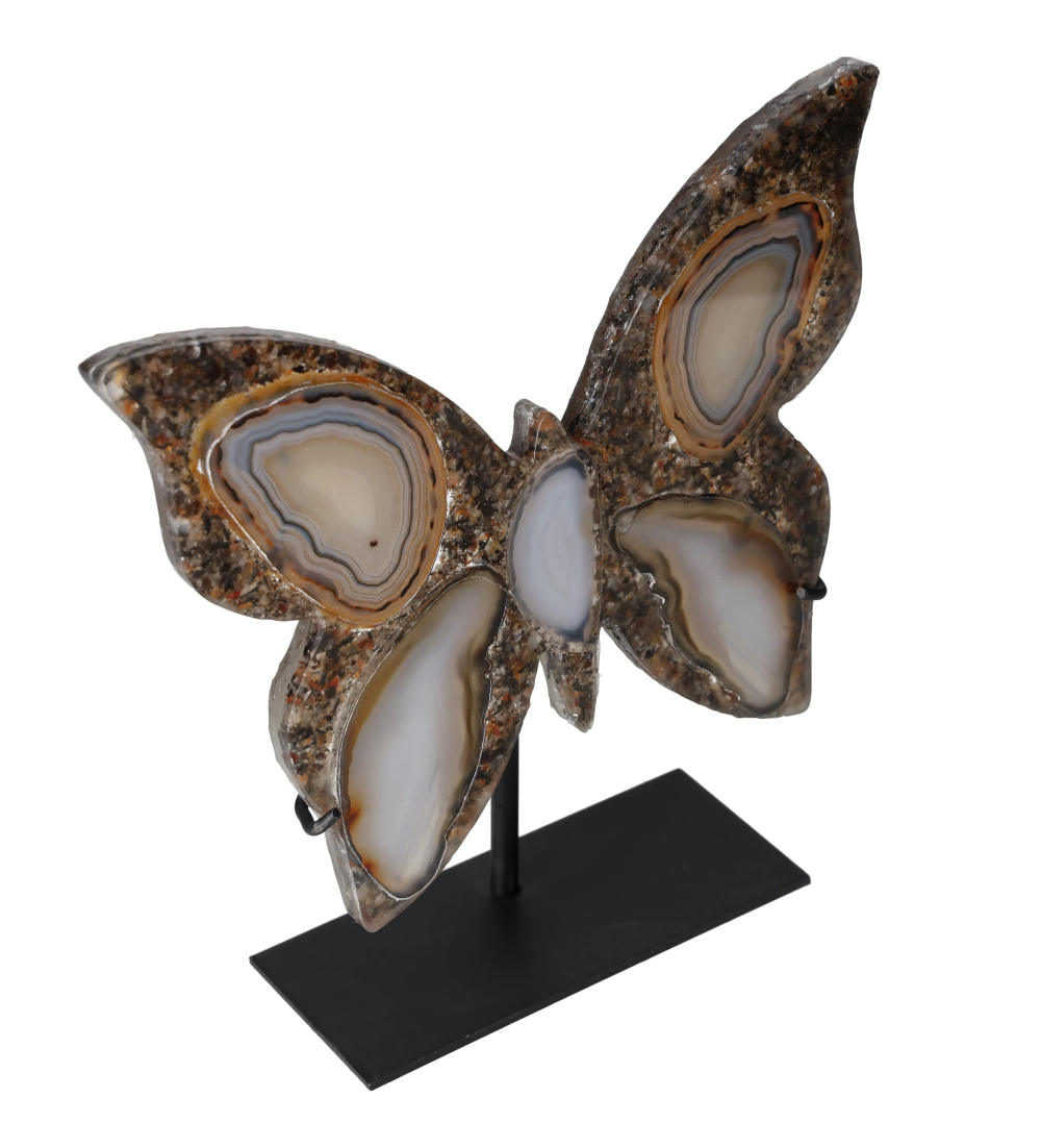 Agate Butterfly With Metal Base 628631