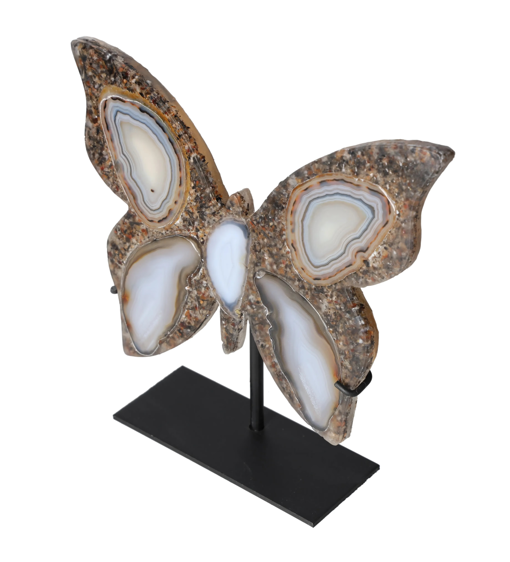 Agate Butterfly With Metal Base 628631
