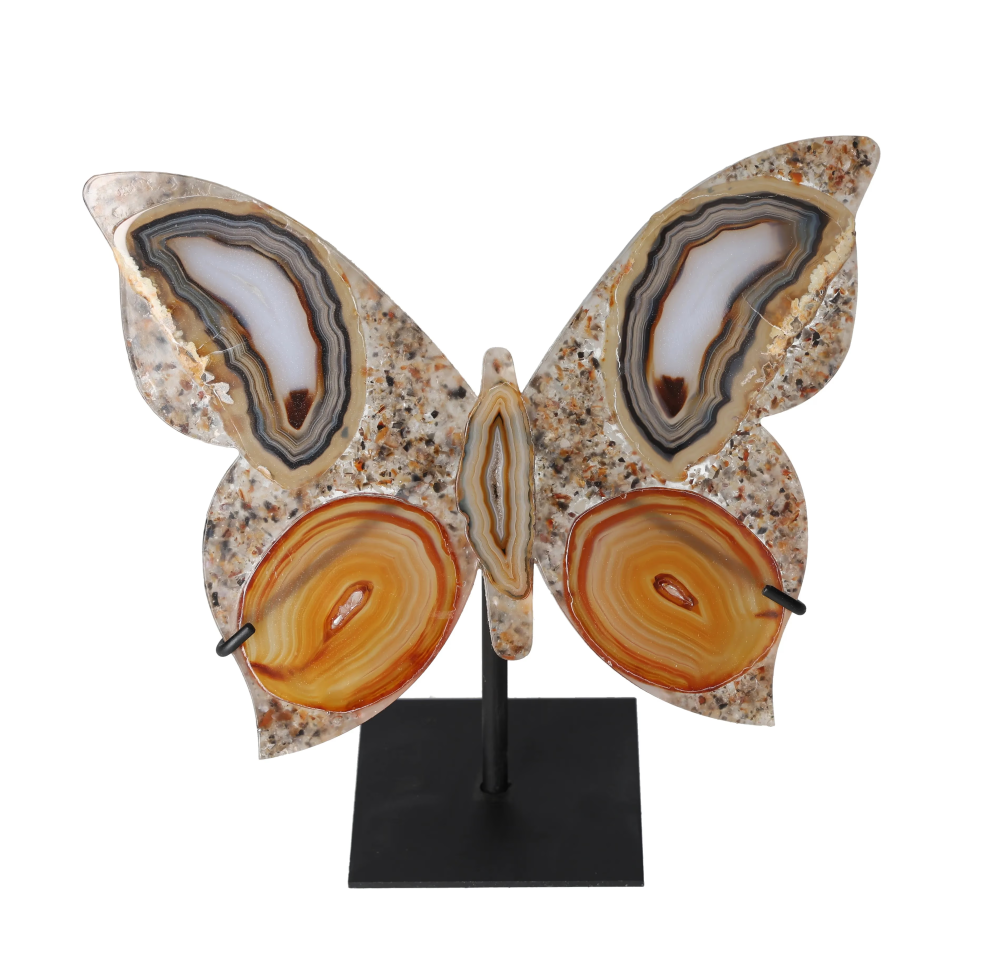 Agate Butterfly With Metal Base 628648