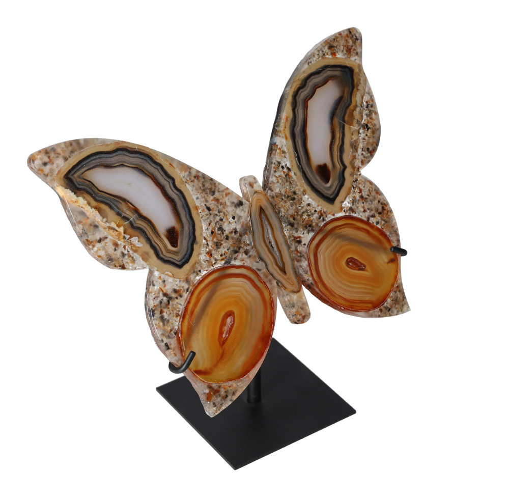 Agate Butterfly With Metal Base 628648