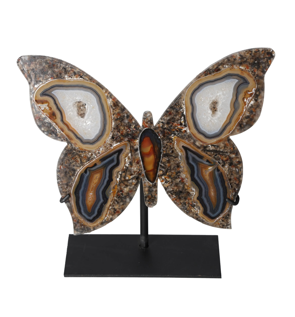Agate Butterfly With Metal Base 628655