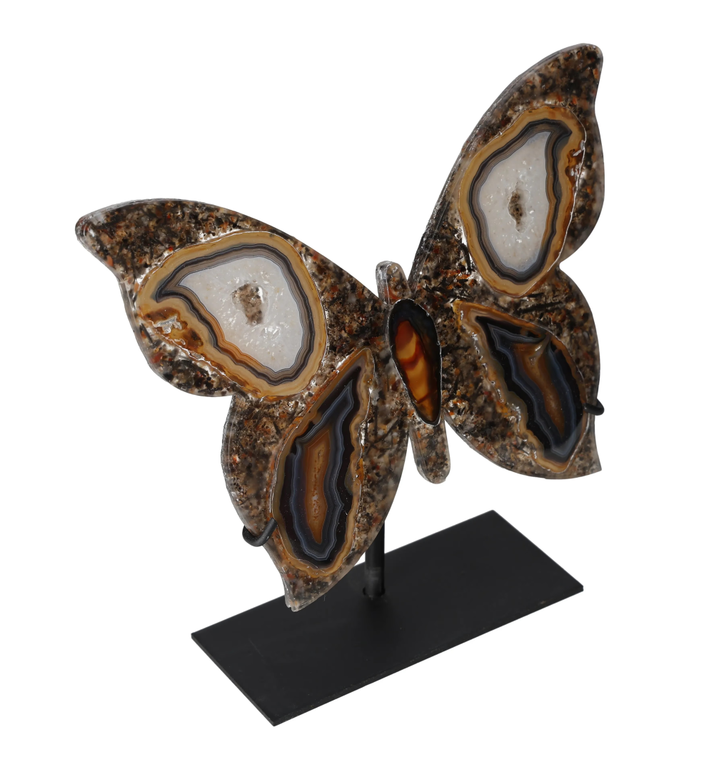 Agate Butterfly With Metal Base 628655