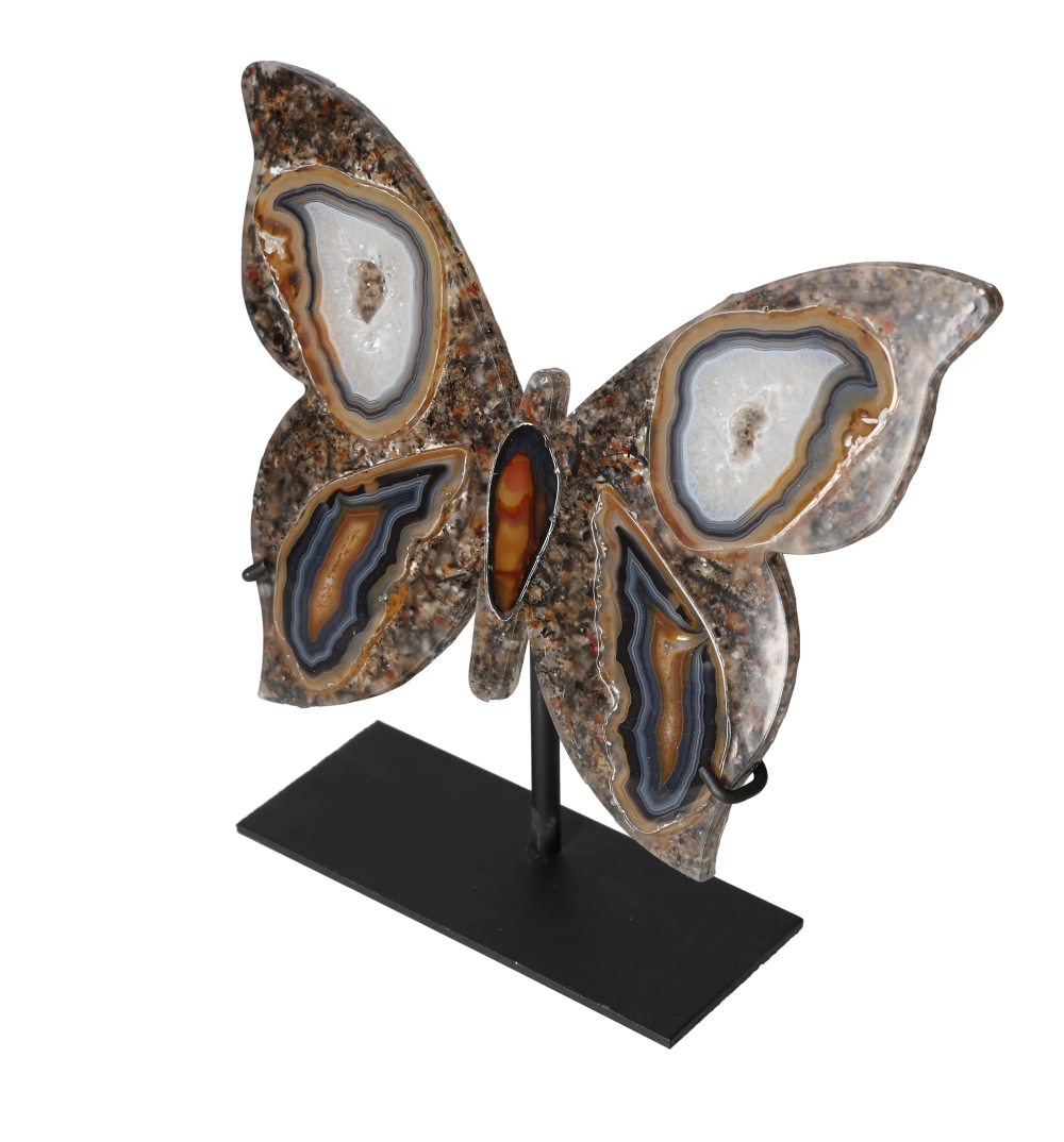 Agate Butterfly With Metal Base 628655