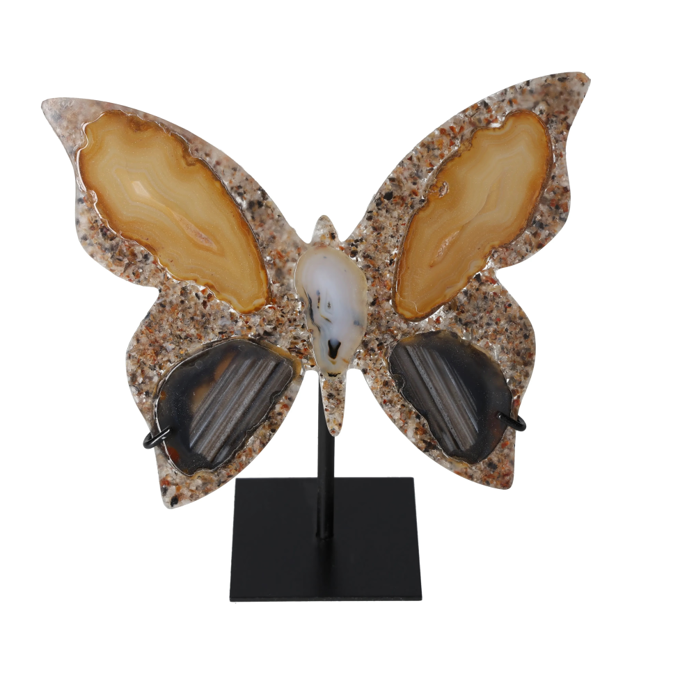 Agate Butterfly With Metal Base 628662