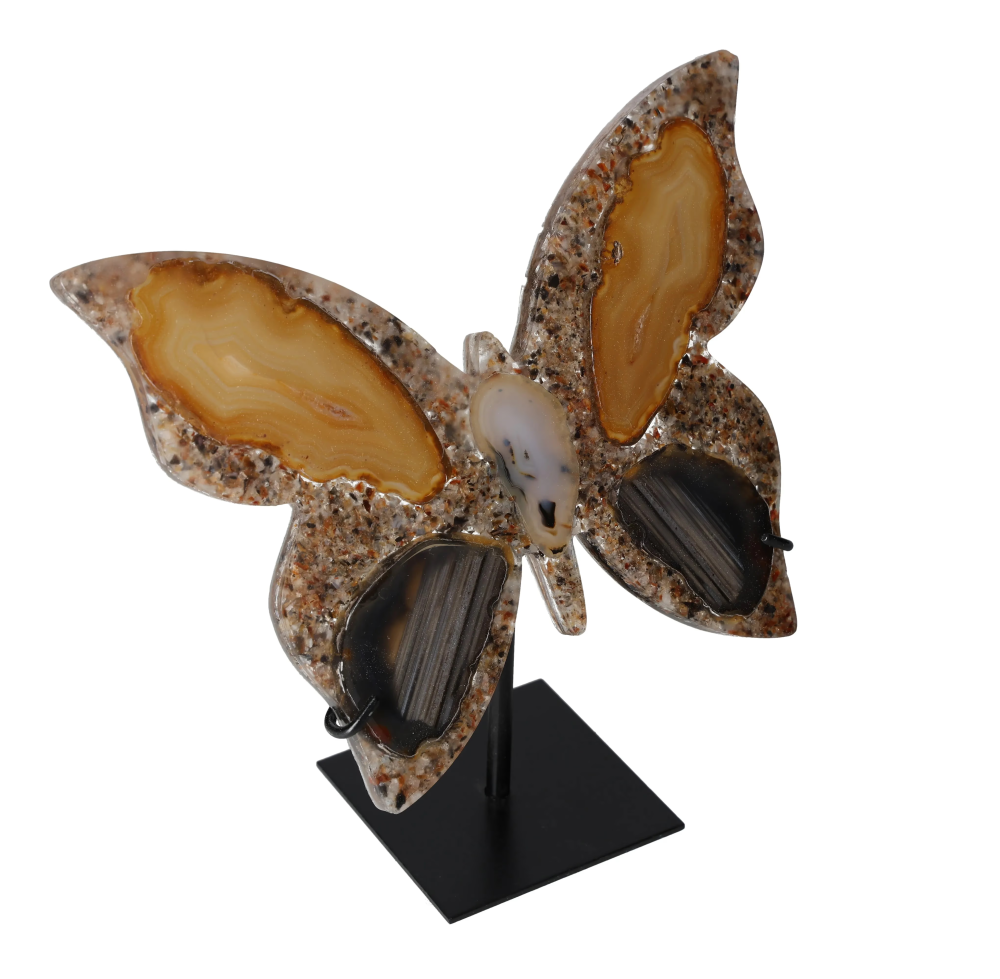 Agate Butterfly With Metal Base 628662