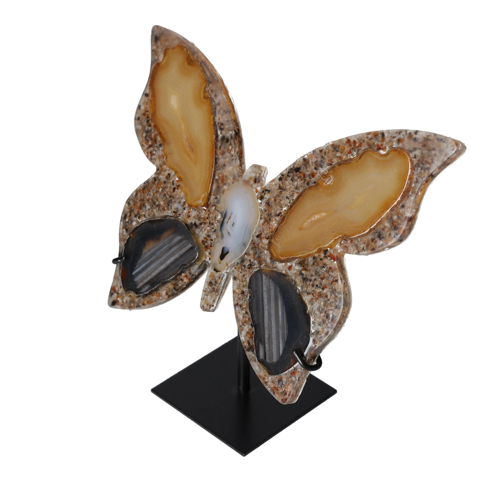 Agate Butterfly With Metal Base 628662
