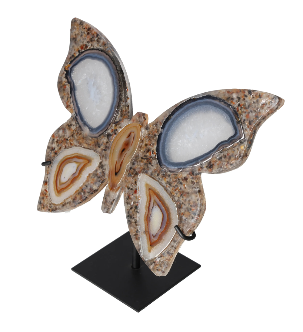 Agate Butterfly With Metal Base 628679