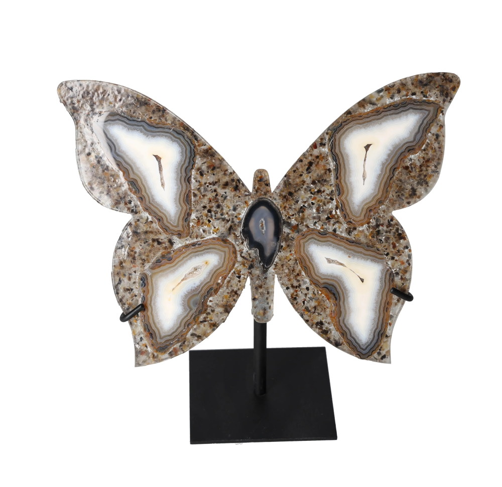 Agate Butterfly With Metal Base 628686