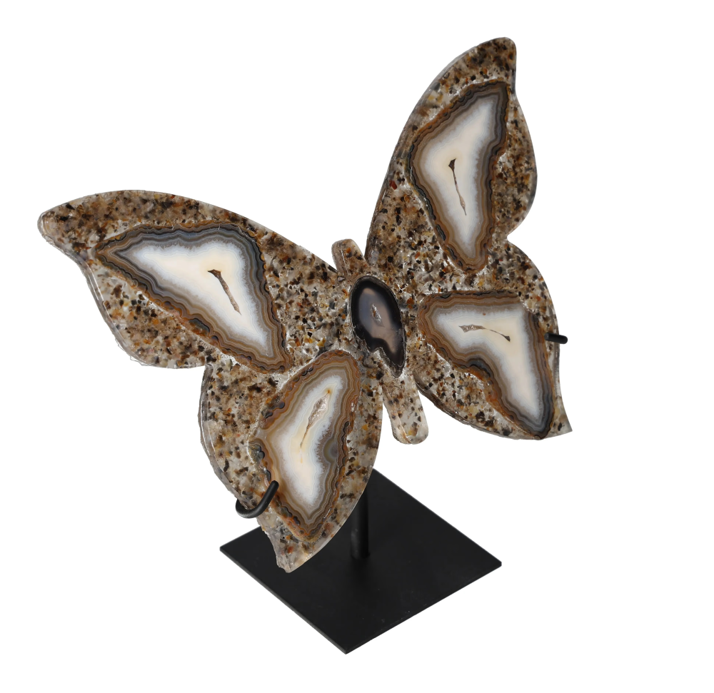Agate Butterfly With Metal Base 628686