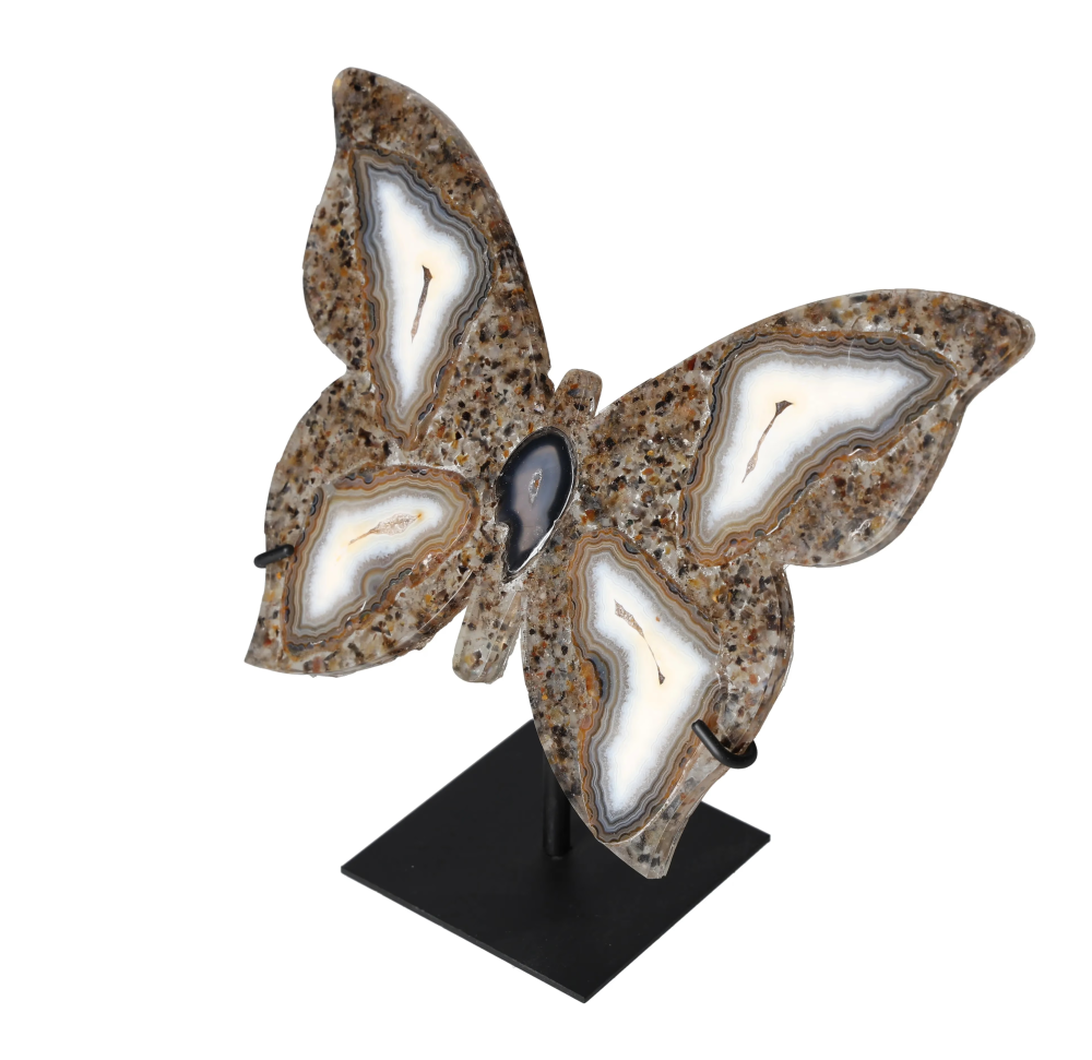 Agate Butterfly With Metal Base 628686