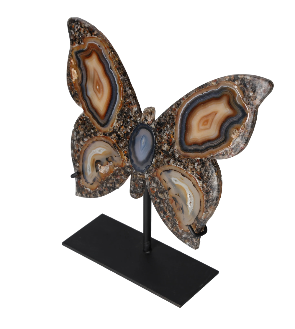Agate Butterfly With Metal Base 628693