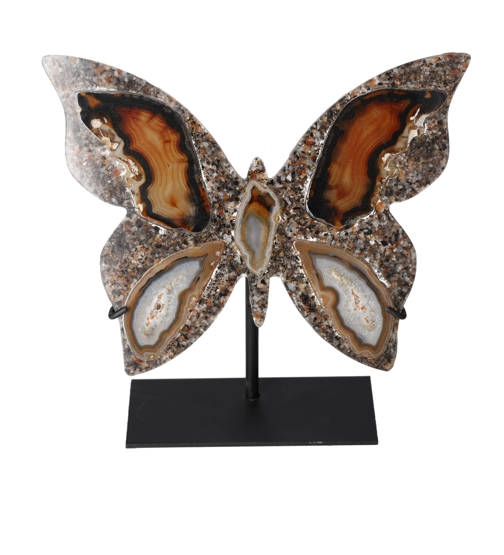 Agate Butterfly With Metal Base 628709