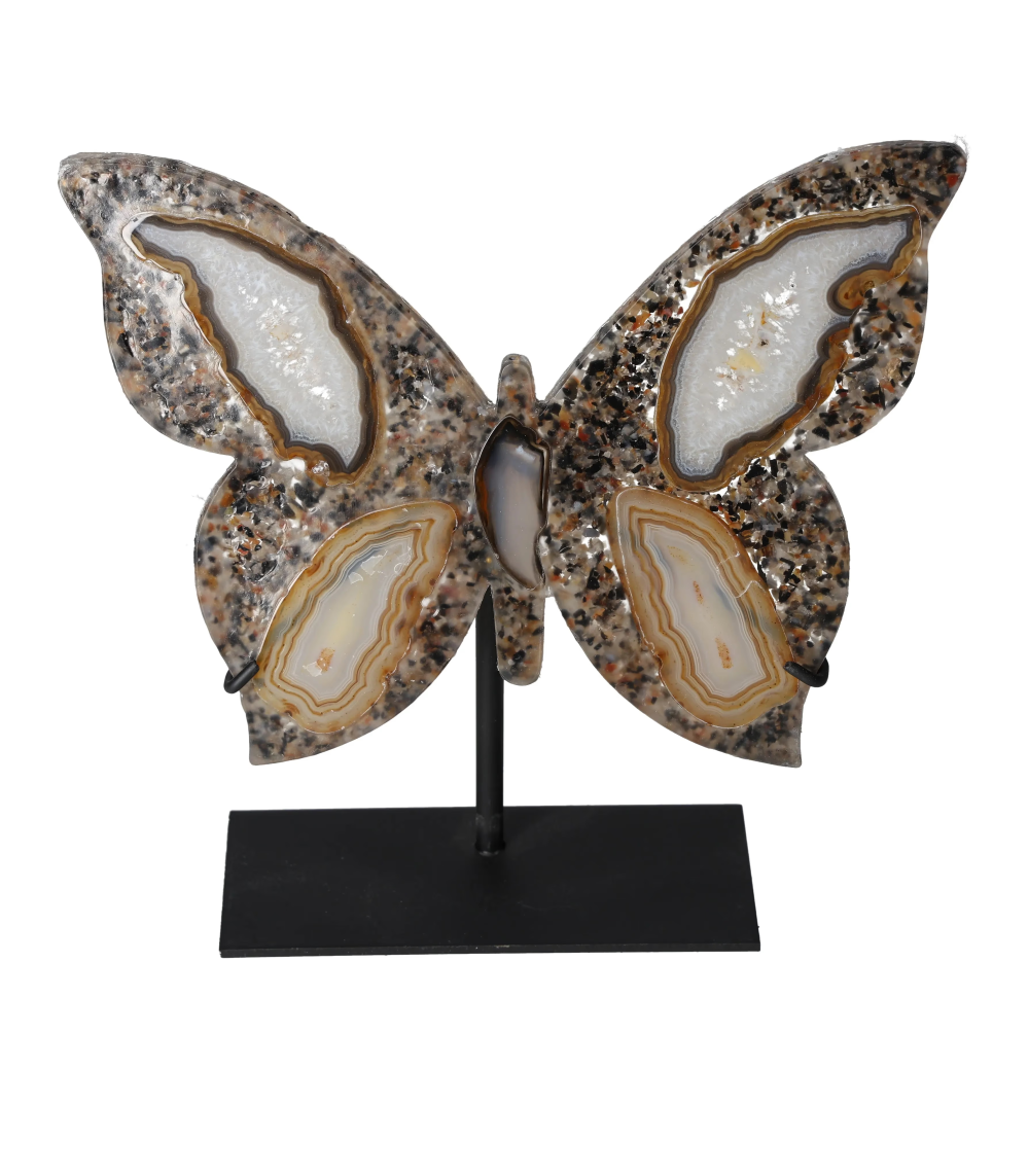 Agate Butterfly With Metal Base 628716