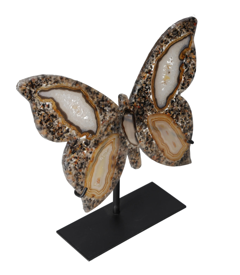 Agate Butterfly With Metal Base 628716
