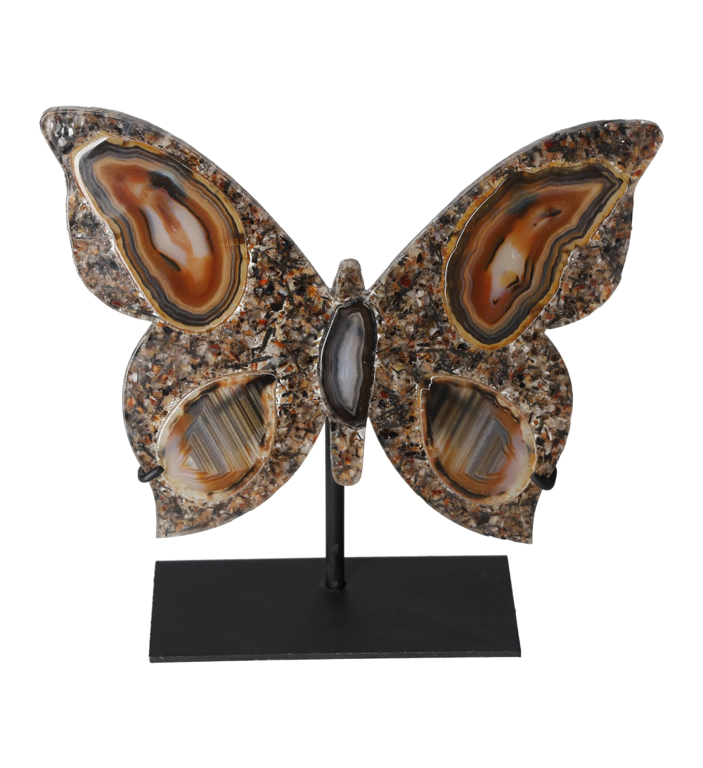 Agate Butterfly With Metal Base 628723