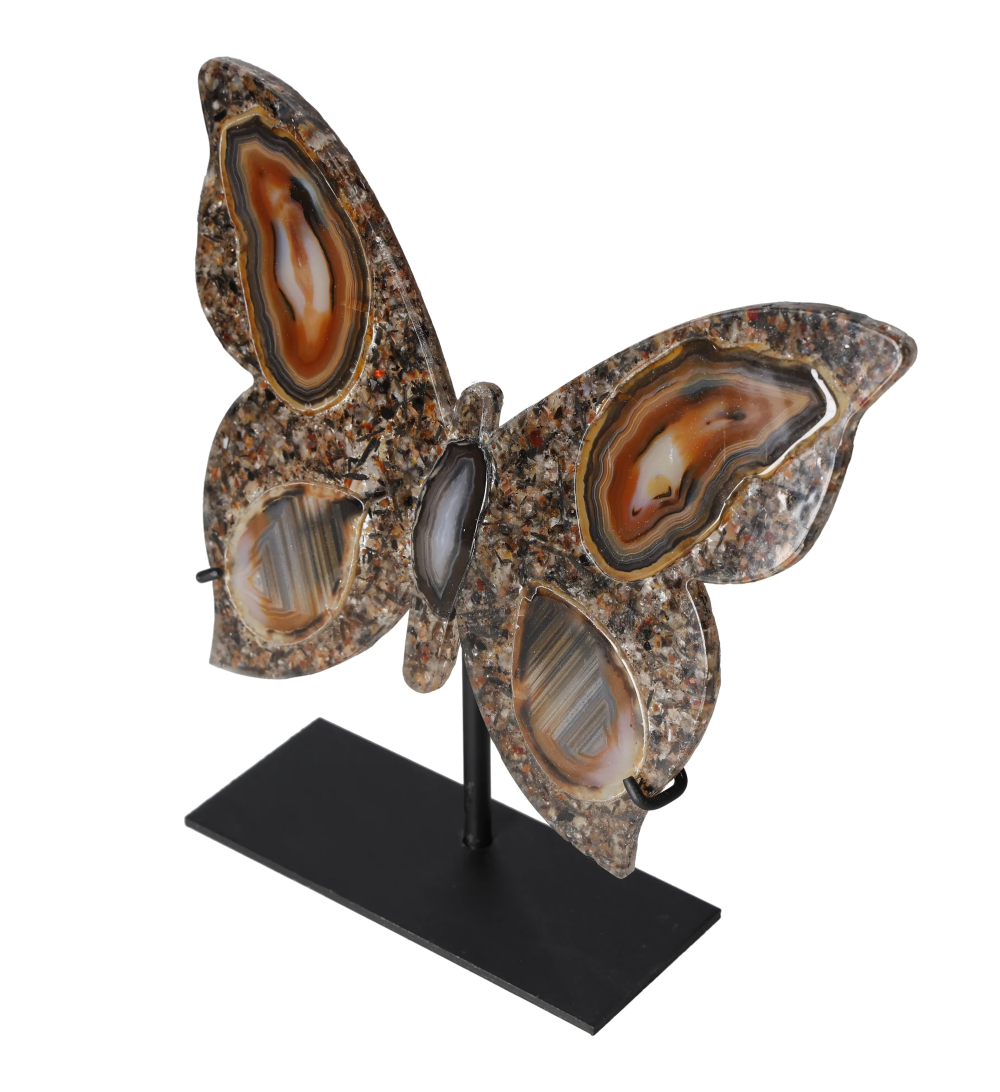 Agate Butterfly With Metal Base 628723