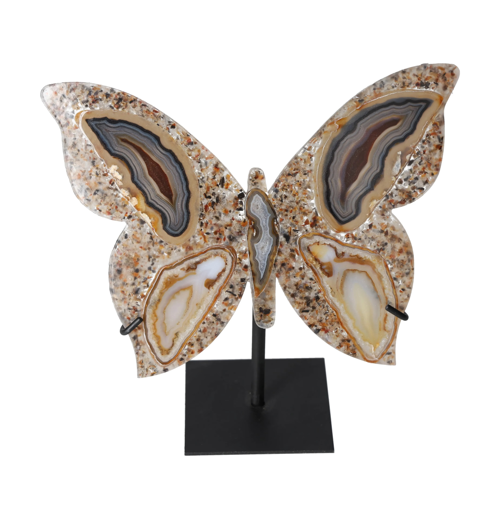 Agate Butterfly With Metal Base 628730