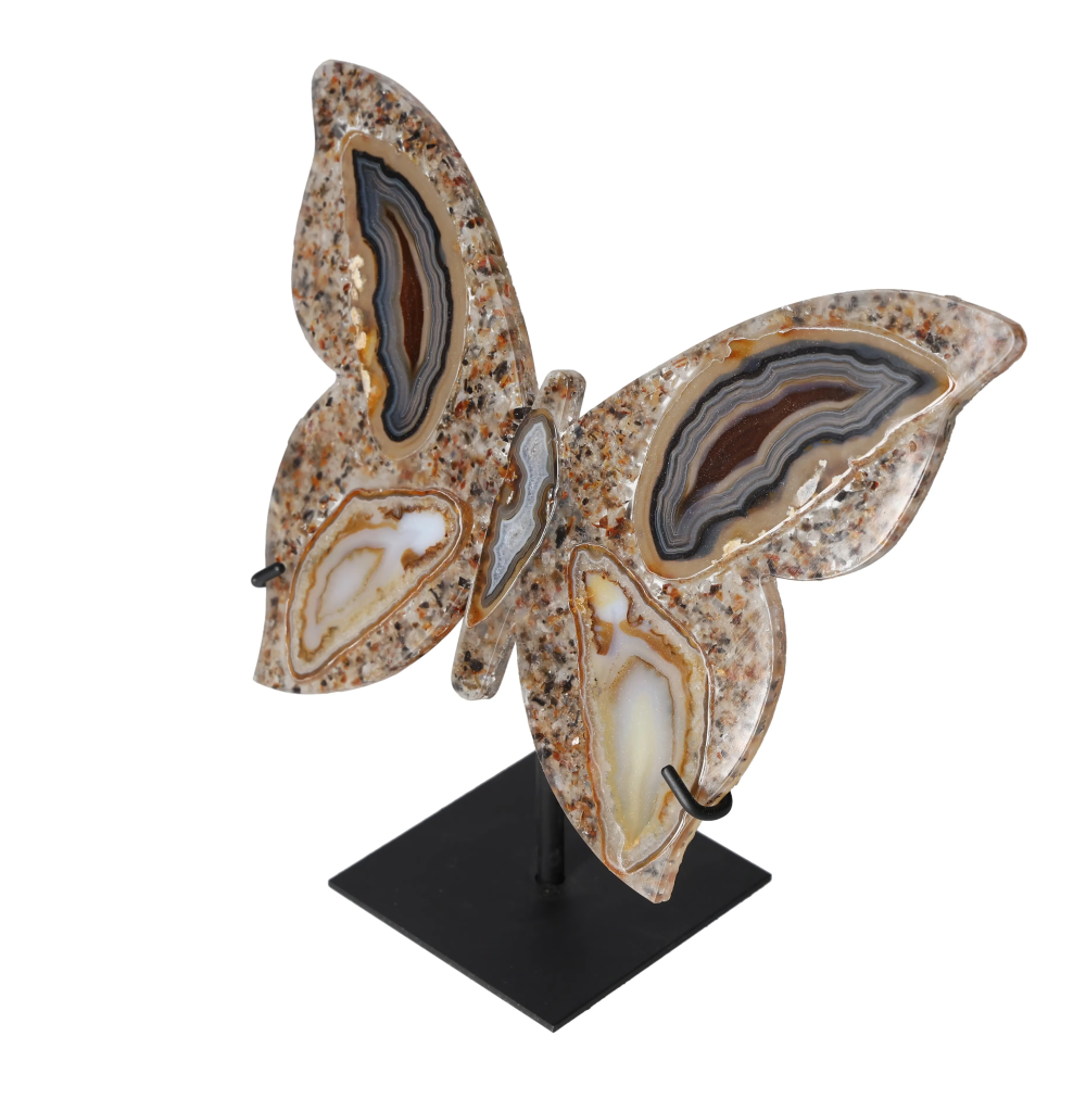 Agate Butterfly With Metal Base 628730