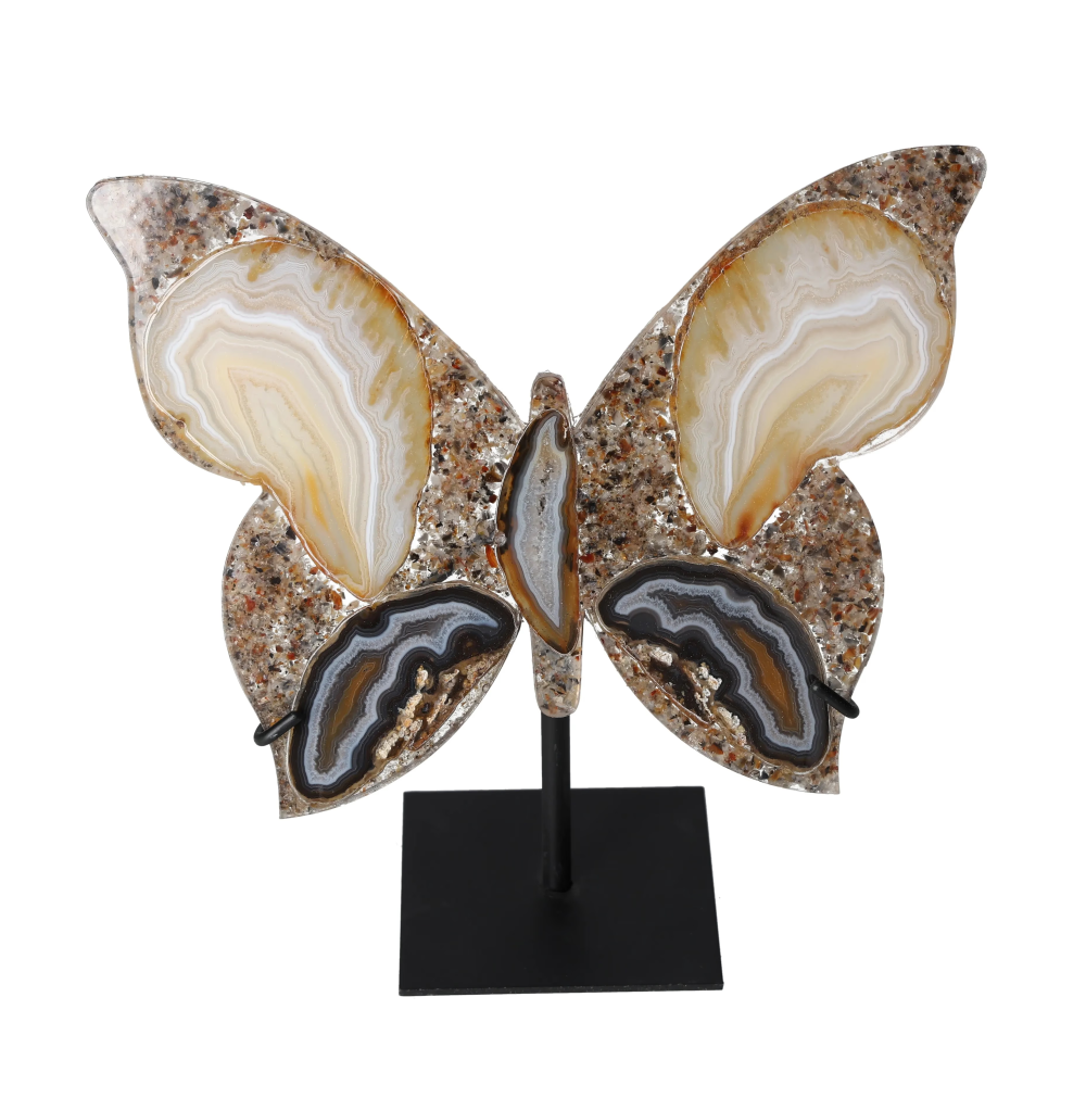 Agate Butterfly With Metal Base 628747