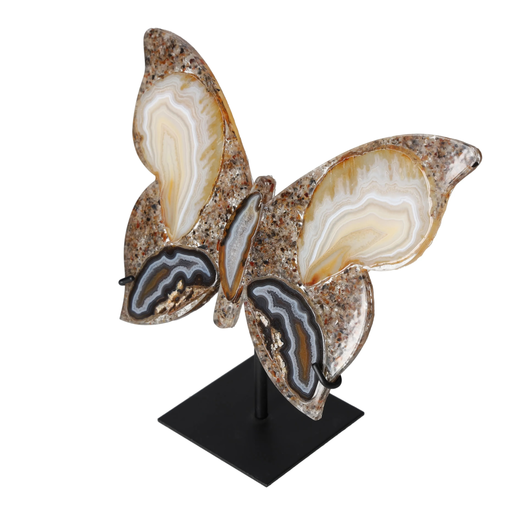 Agate Butterfly With Metal Base 628747