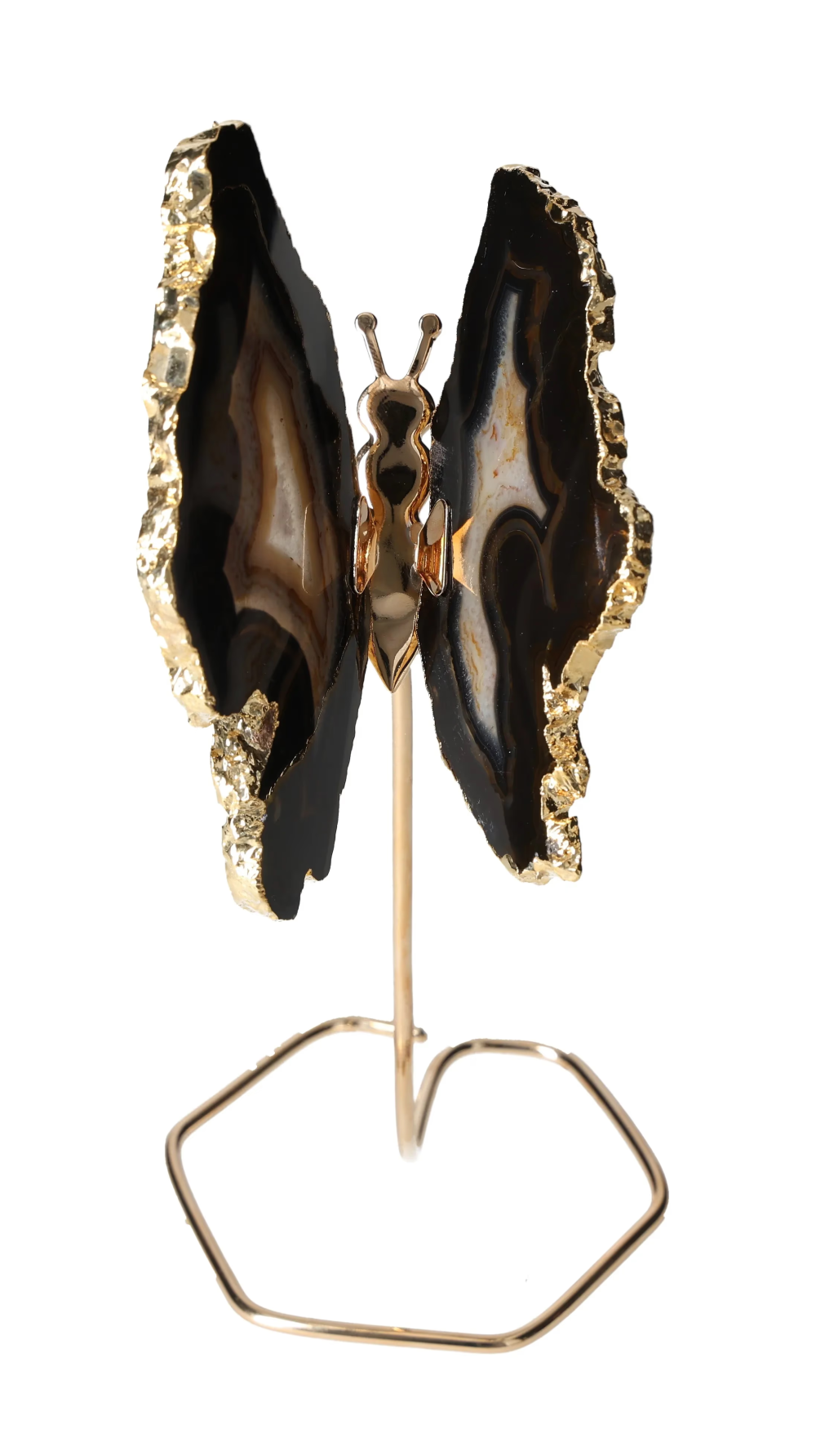 Agate Butterfly On Gold Metal Stand 629331