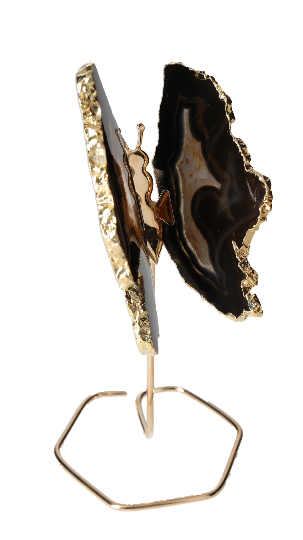 Agate Butterfly On Gold Metal Stand 629331
