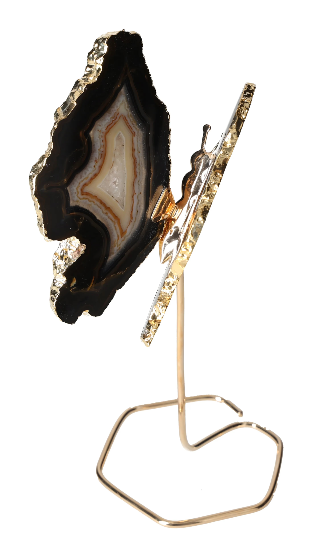 Agate Butterfly On Gold Metal Stand 629331