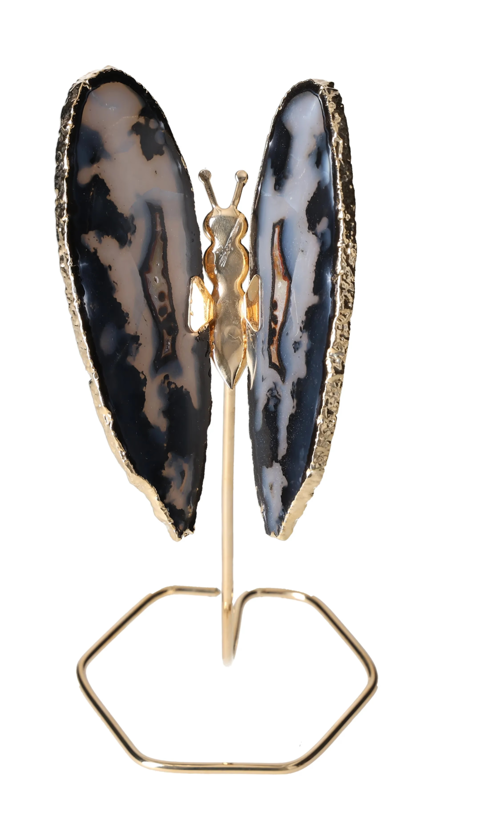 Agate Butterfly On Gold Metal Stand 629379
