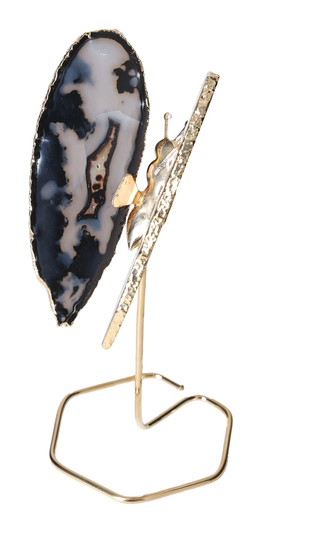 Agate Butterfly On Gold Metal Stand 629379