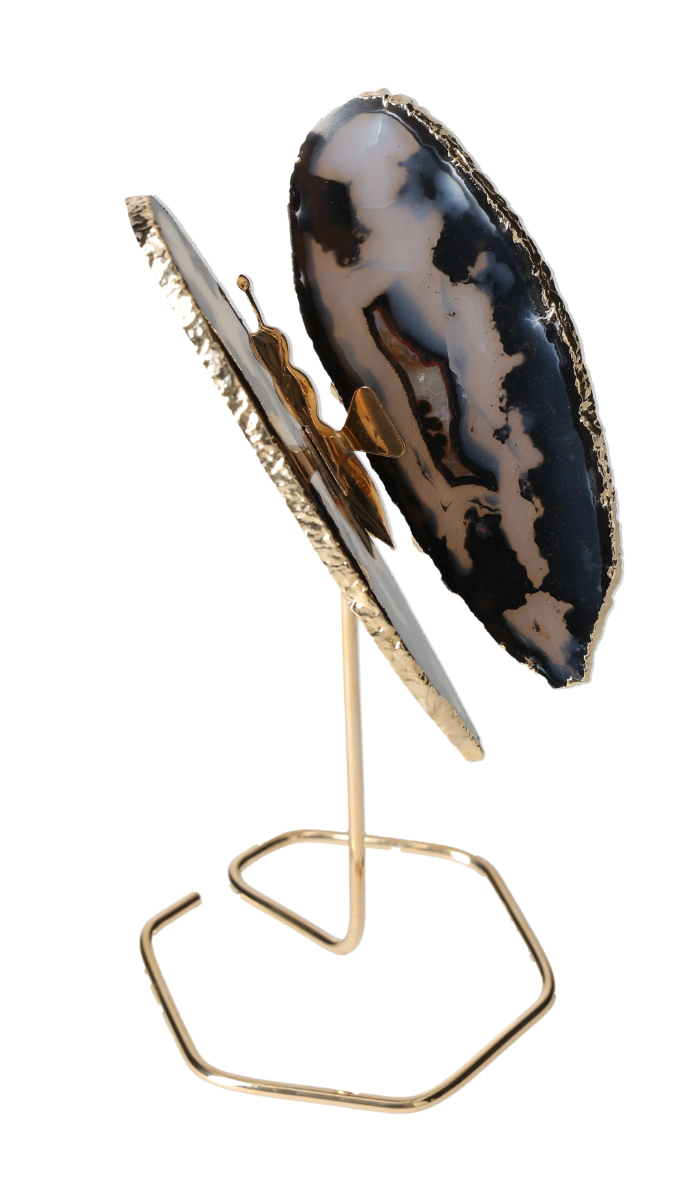 Agate Butterfly On Gold Metal Stand 629379