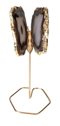 Agate Butterfly On Gold Metal Stand 629386